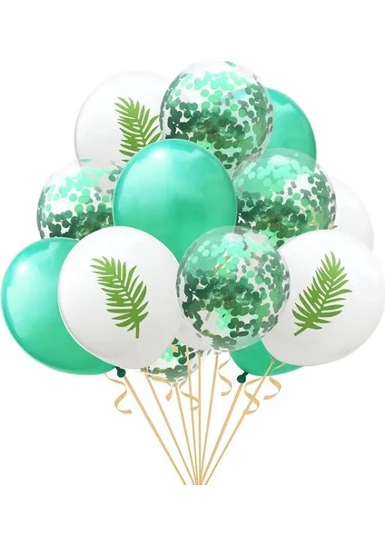 15 Adet Balon Yapay Tropikal Palmiye Yaprakları Kaplumbağa Yaprağı Ipek Bitki Yaz Orman Tema Luau Parti Doğum Günü Düğün Masa Dekorasyon (Yurt Dışından)