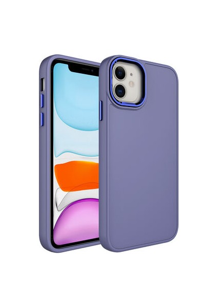 iPhone 11 Kılıf Metal Çerçeve ve Buton Tasarımlı Silikon Luna Kapak