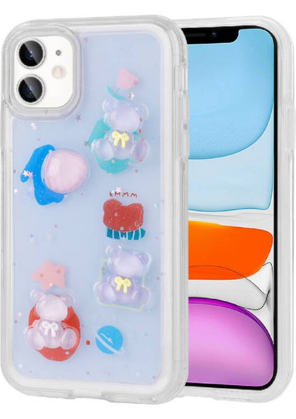 iPhone 11 Kılıf Kabartma Figürlü Parlak Şık Minimini Silikon Kapak