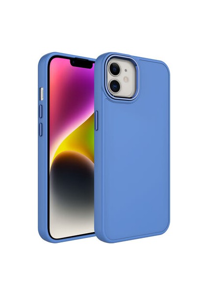 iPhone 12 Kılıf Metal Çerçeve ve Buton Tasarımlı Silikon Luna Kapak