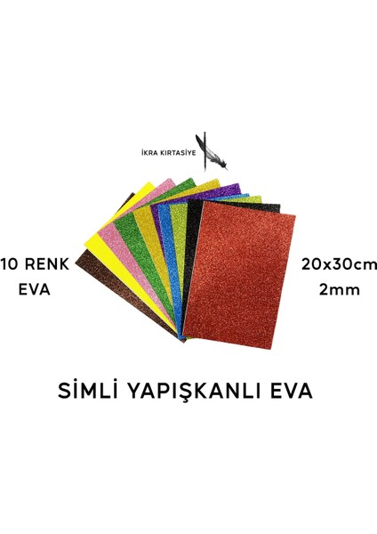 Eva Simli Yapışkanlı Eva Renkli 10 Renk 20X30 cm 2mm A4 Boy modelleri