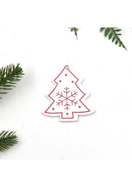 12 Adet Beyaz Ağaç Bir 12 Adet/grup Dıy Beyaz ve Kırmızı Yılbaşı Ağacı/kalp/yıldız Ahşap Kolye Süsler Ev Için Noel Ağacı Süsleri Çocuklar Hediyeler Süslemeleri (Yurt Dışından)
