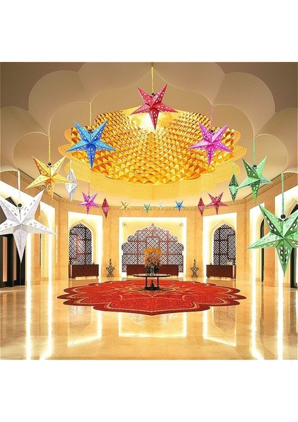 Rosered 30 cm Noel Yıldızı Dekorasyon Üç Boyutlu Lazer Beş Köşeli Kağıt Beş Yıldızlı Kolye (Yurt Dışından) modelleri