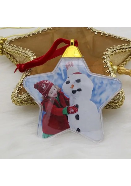 Bir Dıy Şeffaf Fotoğraf Çerçevesi Kolye Kardan Adam Beş Yıldızlı Top Noel Ağacı Asılı Süsler Ev Yeni Yıl Için Noel Süslemeleri (Yurt Dışından)