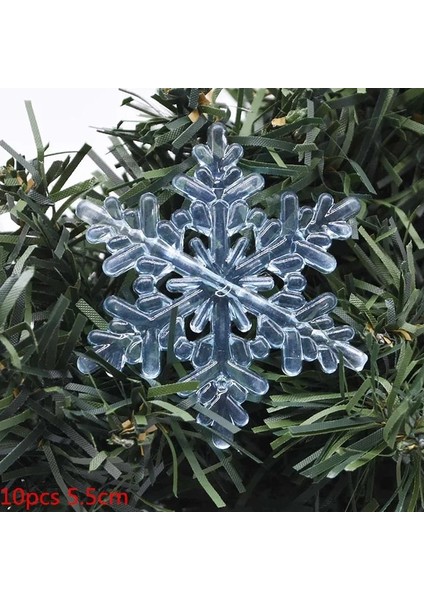 B08-5.5CM-10 Adet 10 Adet Noel Süsler Kristal Akrilik Şeffaf Kar Tanesi Kolye Noel Ağacı Asılı Dekorlar Yeni Yıl Noel Partisi Kaynağı (Yurt Dışından)