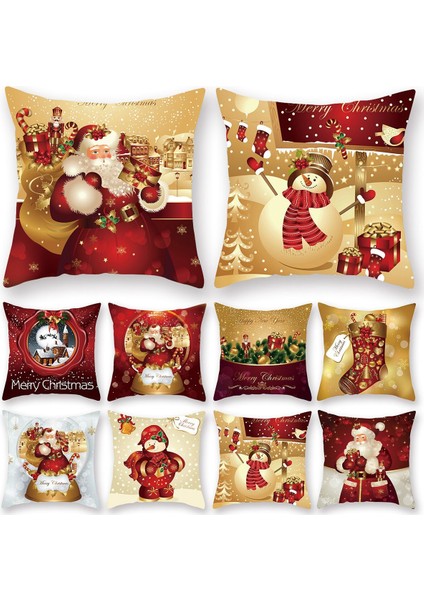 Stil 31-54 45 x 45 Noel Minder Örtüsü Ev Için Merry Christmas Süslemeleri 2023 Noel Süs Navidad Noel Noel Hediyeleri Mutlu Yıllar 2024 (Yurt Dışından)