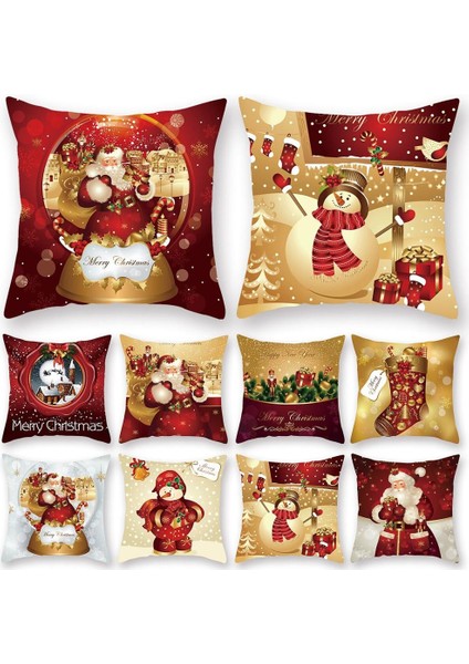 Stil 31-54 45 x 45 Noel Minder Örtüsü Ev Için Merry Christmas Süslemeleri 2023 Noel Süs Navidad Noel Noel Hediyeleri Mutlu Yıllar 2024 (Yurt Dışından)