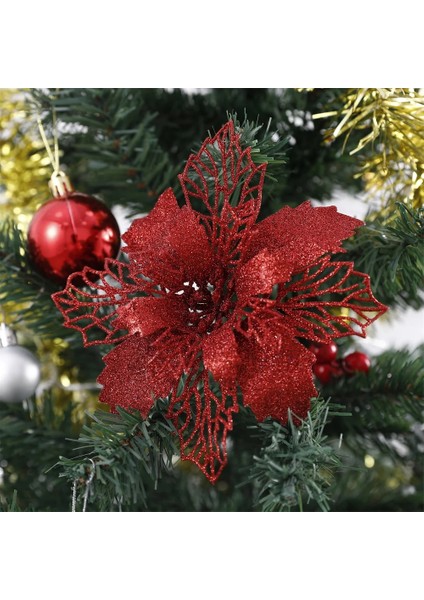 Mor 12 cm 5 Adet 9-15 cm Glitter Yapay Noel Çiçekleri Ev Için Noel Ağacı Süslemeleri Sahte Çiçekler Noel Süsler Yeni Yıl Dekorları (Yurt Dışından) indirimleri