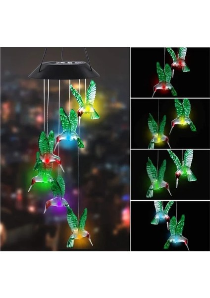 02 LED Açık Güneş Alev Kuş Rüzgar Çanı Işıkları Yedi Renk Degrade Bahçe Işıkları Renk Parkı Dekoratif Avlu Dekorasyon (Yurt Dışından)