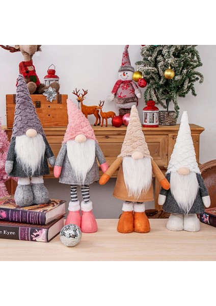 Geri Çekilebilir Bahar Bacak Masa Dekorasyonu ile Bir Noel Peluş Cüceler Ev Için Mutlu Noel Süsleri Yeni Yıl Hediyesi 2023 (Yurt Dışından)