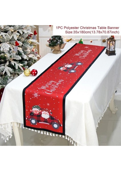 09 Resim Olarak Noel Masa Koşucu Kumaş Merry Christmas Dekorasyon Ev Masa Örtüsü Için Noel Süs Navidad Natal Noel Yeni Yıl Hediyesi 2024 (Yurt Dışından)