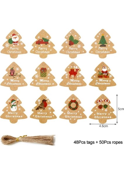 48PCS-SET4 48/50 Adet Merry Christmas Kraft Kağıt Etiketleri Dıy El Yapımı Hediye Ambalaj Kağıdı Etiketleri Noel Baba Asmak Etiketi Süsler Yeni Yıl Dekor (Yurt Dışından)