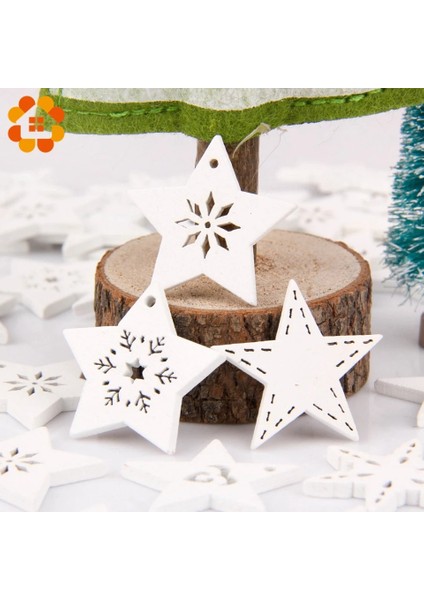 B-Kırmızı 50 Adet/grup Çok Renkli Noel Serisi Ahşap Yonga Kolye Yılbaşı Ağacı Süslemeleri Yıldız Kalp Kar Tanesi Noel Süsler Dekor (Yurt Dışından)