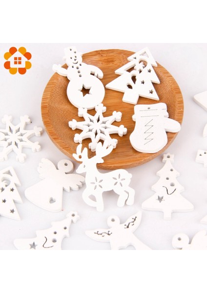 B-Kırmızı 50 Adet/grup Çok Renkli Noel Serisi Ahşap Yonga Kolye Yılbaşı Ağacı Süslemeleri Yıldız Kalp Kar Tanesi Noel Süsler Dekor (Yurt Dışından)
