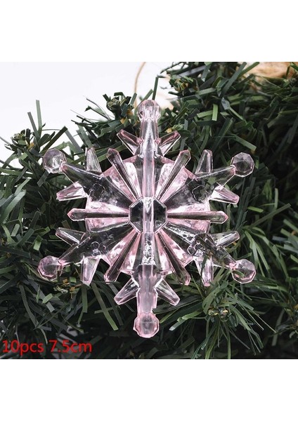B04-7.5CM-10 Adet 10 Adet Noel Süsler Kristal Akrilik Şeffaf Kar Tanesi Kolye Noel Ağacı Asılı Dekorlar Yeni Yıl Noel Partisi Kaynağı (Yurt Dışından)