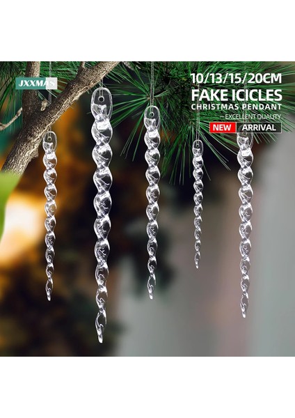 20 cm Buz Sarkıtları-10 Adet 10/12 Adet Noel Simülasyon Buz Noel Ağacı Kolye Süsleme Temizle Buz Sarkıtları Kış Partisi Yeni Yıl Navidad Ev Dekor Natal Noel (Yurt Dışından)