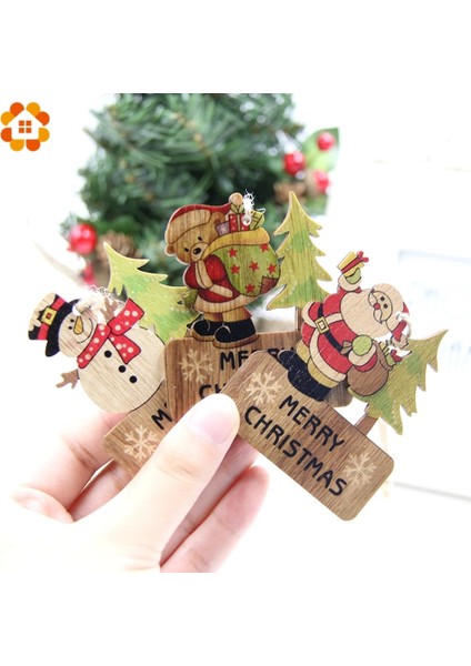 3pcs-V-Mix B 3pcs / Lot Çoklu Stiller Baskılı Noel Ahşap Kolye Süsler Ahşap El Sanatları Hediyeler Dıy Askı Süsleri Noel Süslemeleri (Yurt Dışından)