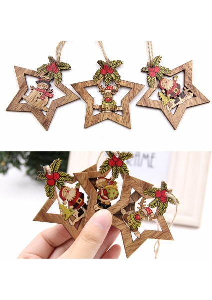 3pcs-V-Mix B 3pcs / Lot Çoklu Stiller Baskılı Noel Ahşap Kolye Süsler Ahşap El Sanatları Hediyeler Dıy Askı Süsleri Noel Süslemeleri (Yurt Dışından)