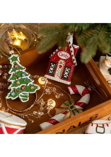 Koltuk Değneği Noel Renkli Şekilli Top Yılbaşı Ağacı Dekoratif Kolye Noel Hediyesi Çanta Araba Ev Kardan Adam Garland Kolye (Yurt Dışından)