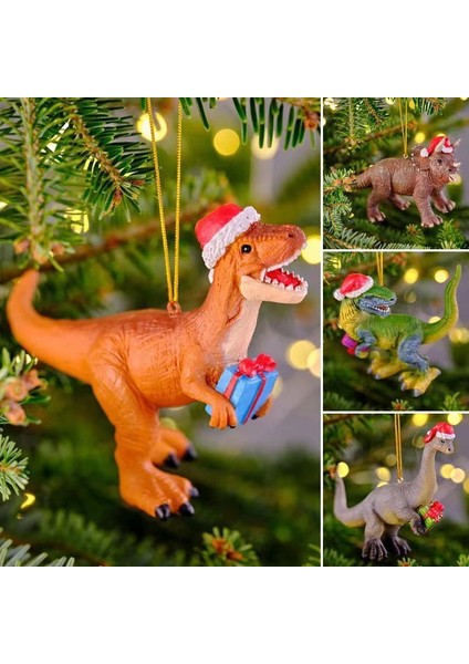 Stil 3 10X10 cm 3D Noel Dinozor Kolye Karikatür Hayvan Noel Şapka Reçine Noel Ağacı Süsler Yeni Yıl Çocuk Oyuncakları Hediye Ev Dekor (Yurt Dışından)