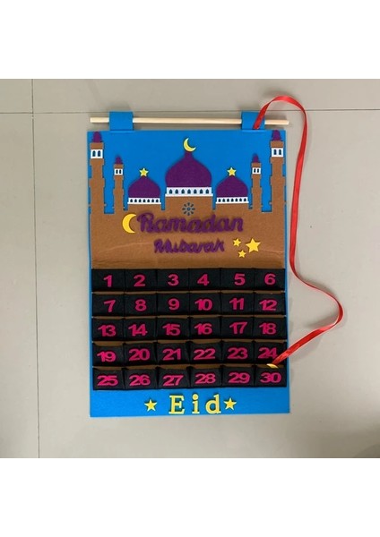 Koyu Haki 2023 Eid Mubarak Dıy Keçe Ramazan Takvimi Çocuklar Için Cep ile Hediyeler Geri Sayım Takvimi Müslüman Balram Parti Dekor Malzemeleri (Yurt Dışından)