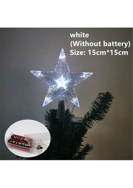 Beyaz Pil Kutusu 2023 Merry Christmas Noel Ağacı Üst Dekorasyon LED Yıldız Işık Dize Kolye Noel Dekorasyon 2022 Yeni Yıl Eid Mubarak (Yurt Dışından)