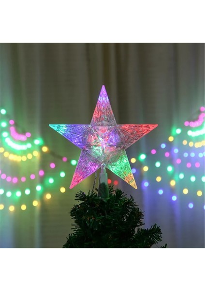 Beyaz Pil Kutusu 2023 Merry Christmas Noel Ağacı Üst Dekorasyon LED Yıldız Işık Dize Kolye Noel Dekorasyon 2022 Yeni Yıl Eid Mubarak (Yurt Dışından)