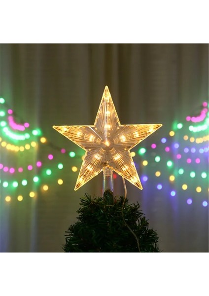 Beyaz Pil Kutusu 2023 Merry Christmas Noel Ağacı Üst Dekorasyon LED Yıldız Işık Dize Kolye Noel Dekorasyon 2022 Yeni Yıl Eid Mubarak (Yurt Dışından)