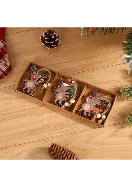 441-A Style-9pcs 2023 Yeni Yıl Süsleme Noel Kutulu Ahşap Kolye Yılbaşı Ağacı Dekor Navidad Garland Noel Noel Dekorasyon Ev Için (Yurt Dışından)