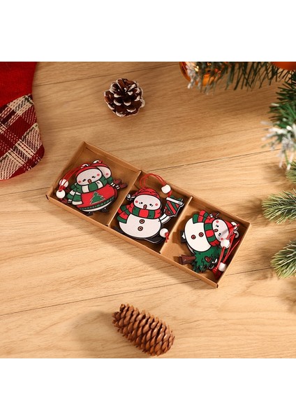 441-A Style-9pcs 2023 Yeni Yıl Süsleme Noel Kutulu Ahşap Kolye Yılbaşı Ağacı Dekor Navidad Garland Noel Noel Dekorasyon Ev Için (Yurt Dışından)