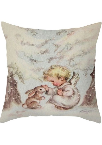 TPR478-14 45X45 cm Noel Yastık Örtüsü Merry Christmas Süslemeleri Ev Için Noel Baba Pamuk Keten Kapak Yastık Ev Dekor Yastık Kılıfı (Yurt Dışından)