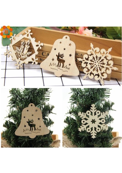 Çan Geyik 10 Adet Dıy Doğal Kar Taneleri Geyik Şekli Noel Ahşap Çip Asılı Süsler Kolye Noel Süsler Çocuklar Hediyeler Süslemeleri (Yurt Dışından)