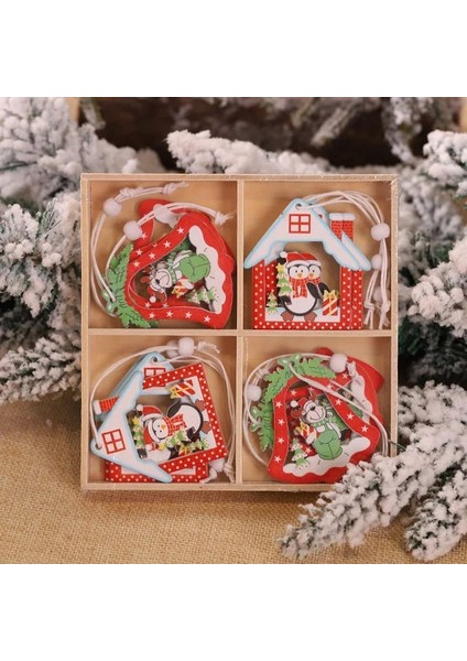 N05-12 Adet 1 Kutu Yaratıcı Hollow Noel Kar Taneleri Ahşap Melek Kolye Süsler Noel Ağacı Süs Noel Dekorasyon Çocuklar Için Hediye (Yurt Dışından)