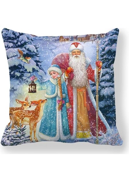 Stil 27 45X45CM 40 Stil Mutlu Yeni Yıl 2023 Merry Christmas Süslemeleri Ev Santa Elk Kanepe Süsleri Minder Örtüsü 45X45CM Navidad T126 (Yurt Dışından)