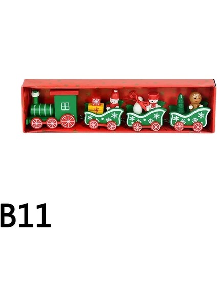 B11 Noel Ahşap Tren Süsleme Sevimli Boyalı Oyuncak Tren Noel Baba Kardan Adam El Sanatları Yeni Yıl Noel Partisi Dekoru Çocuklar Için Hediyeler (Yurt Dışından)