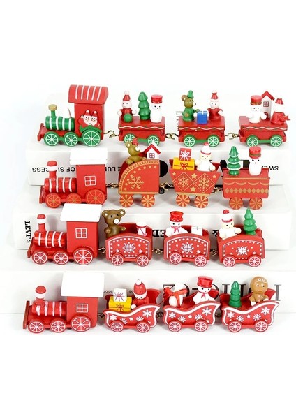B11 Noel Ahşap Tren Süsleme Sevimli Boyalı Oyuncak Tren Noel Baba Kardan Adam El Sanatları Yeni Yıl Noel Partisi Dekoru Çocuklar Için Hediyeler (Yurt Dışından)