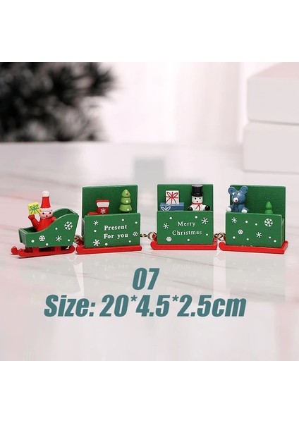 07 Merry Christmas Ahşap Tren Süs Noel Süslemeleri Ev Için Noel Noel Baba Hediye Çocuklar Için Yeni Yıl Noel Partisi Dekoru (Yurt Dışından)