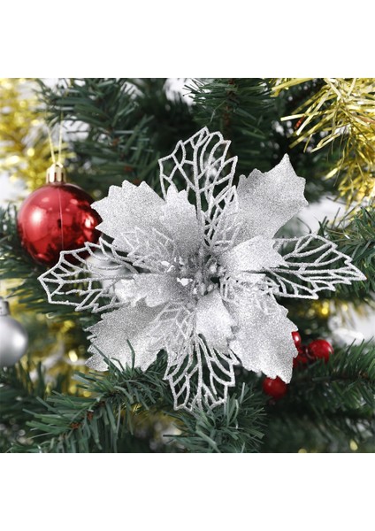 Beyaz 15 cm 5 Adet 9-15 cm Glitter Yapay Noel Çiçekleri Ev Için Noel Ağacı Süslemeleri Sahte Çiçekler Noel Süsler Yeni Yıl Dekorları (Yurt Dışından) modelleri