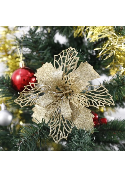 Beyaz 15 cm 5 Adet 9-15 cm Glitter Yapay Noel Çiçekleri Ev Için Noel Ağacı Süslemeleri Sahte Çiçekler Noel Süsler Yeni Yıl Dekorları (Yurt Dışından) fırsatları