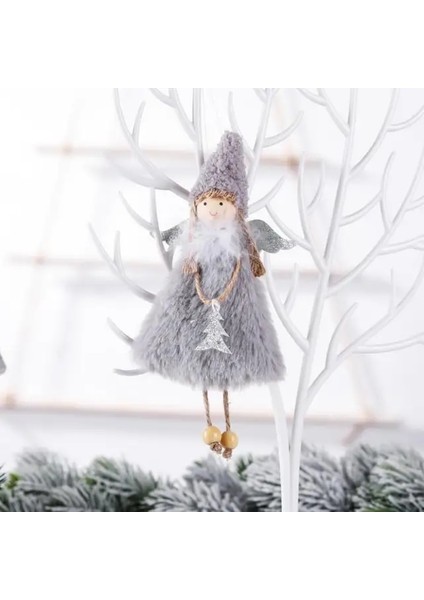 Gri Noel El Yapımı El Sanatları Peluş Melek Kız Bebek Kolye Noel Ağacı Asılı Süsler Noel Hediyesi Oyuncak Süslemeleri Yeni Yıl 2022 (Yurt Dışından)