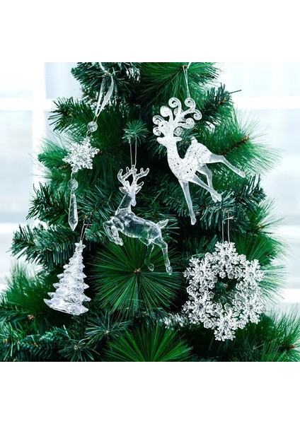 D-Şampanya Noel Ağacı Şeffaf Elk Kar Tanesi Dekorasyon Ev Noel Partisi Düğün Süsleme Çocuklar Için Asılı Kolye Noel Hediyeleri (Yurt Dışından)