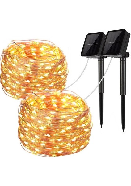 2 Adet Kırmızı 20 M 200 LED Güneş Dize Peri Işıkları 100/200 LED Su Geçirmez Açık Çelenk Güneş Enerjisi Lambası Yeni Yıl/düğün/noel Bahçe Dekor Için (Yurt Dışından)