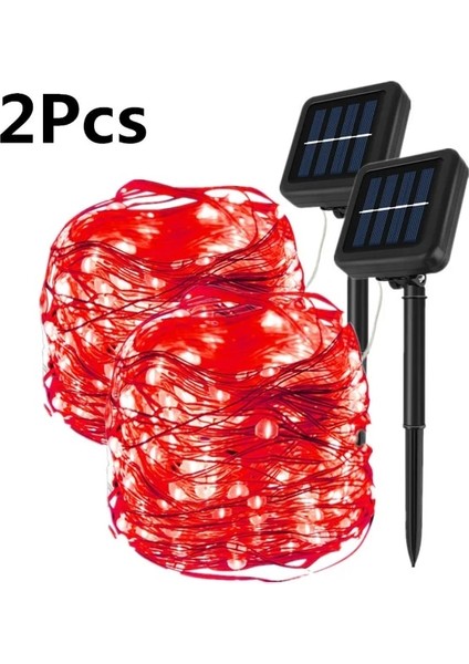 2 Adet Kırmızı 20 M 200 LED Güneş Dize Peri Işıkları 100/200 LED Su Geçirmez Açık Çelenk Güneş Enerjisi Lambası Yeni Yıl/düğün/noel Bahçe Dekor Için (Yurt Dışından) fiyatları