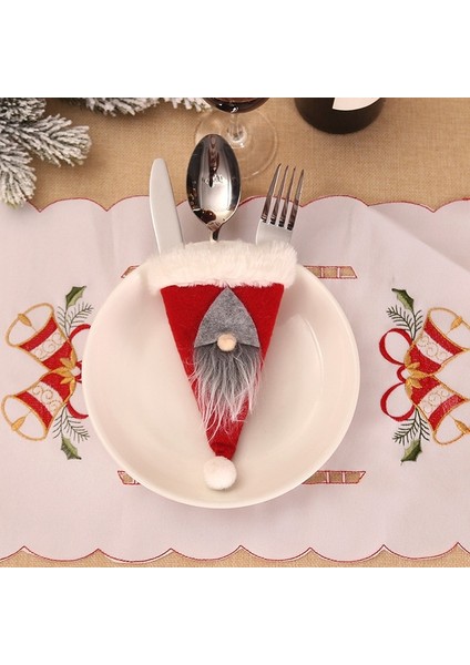 2 Adet-G 2 Adet Yüzü Olmayan Bebek Noel Baba Sofra Tutucu Çanta Çatal Bıçak Çatal Tutucu Çanta Kapak Ev Için Noel Süslemeleri 2023 Noel (Yurt Dışından)