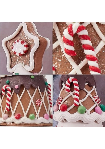 47X16 cm Noel Ağacı Masa Dekorasyon Fondan Çikolata Şeker Kamışı Yılbaşı Ağacı Süslemeleri Noel Masa Üstü Dekor Centerpiece (Yurt Dışından) modelleri