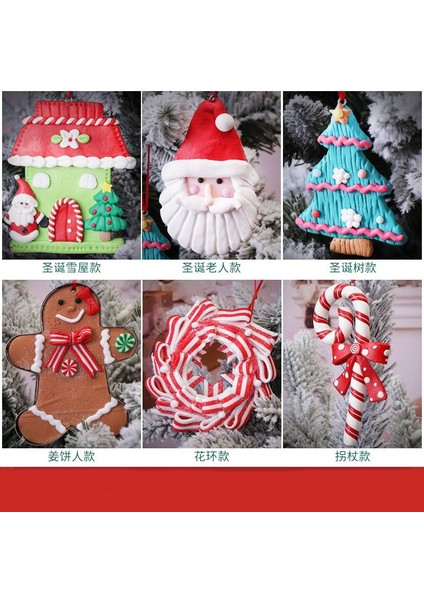 B Yeni Noel 2022 Dekorasyon Yumuşak Kil Santa Şeker Kamışı Zencefilli Kurabiye Adam Kolye Noel Ağacı Asılı Süsler Noel Deco Ev Için (Yurt Dışından) fiyatları