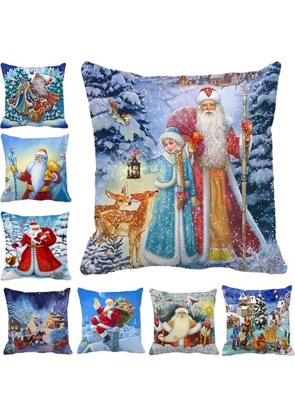 Stil 15 45X45CM 40 Stil Mutlu Yıllar 2023 Ev Santa Elk Kanepe Süsleri Minder Örtüsü 45X45CM Navidad T126 Için Merry Christmas Süslemeleri (Yurt Dışından)