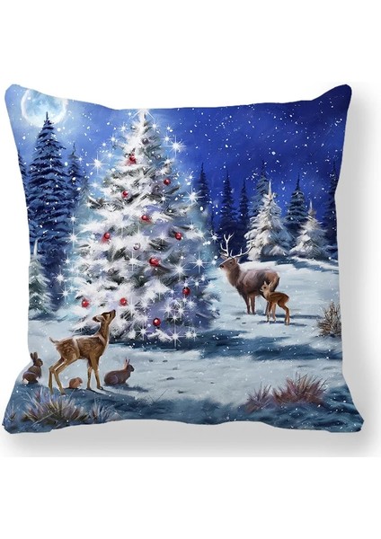 Stil 15 45X45CM 40 Stil Mutlu Yıllar 2023 Ev Santa Elk Kanepe Süsleri Minder Örtüsü 45X45CM Navidad T126 Için Merry Christmas Süslemeleri (Yurt Dışından)