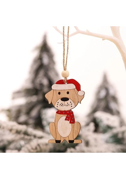 Gülümseme Köpek Noel Yeni Yıl Noel Ağacı Süsler Kolye Dekor Ev Çocuk Oyuncakları Hediye Noel Süslemeleri Ahşap Boyalı Renkli Araba (Yurt Dışından)