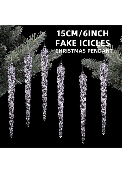 Şeffaf Buz Sarkıtları 15 cm 6 Adet 15 cm Noel Dekorasyon Simülasyon Buz Noel Ağacı Asılı Yapay Temizle Sahte Saçağı Kış Partisi Ev Dekor Navidad (Yurt Dışından) fiyatları